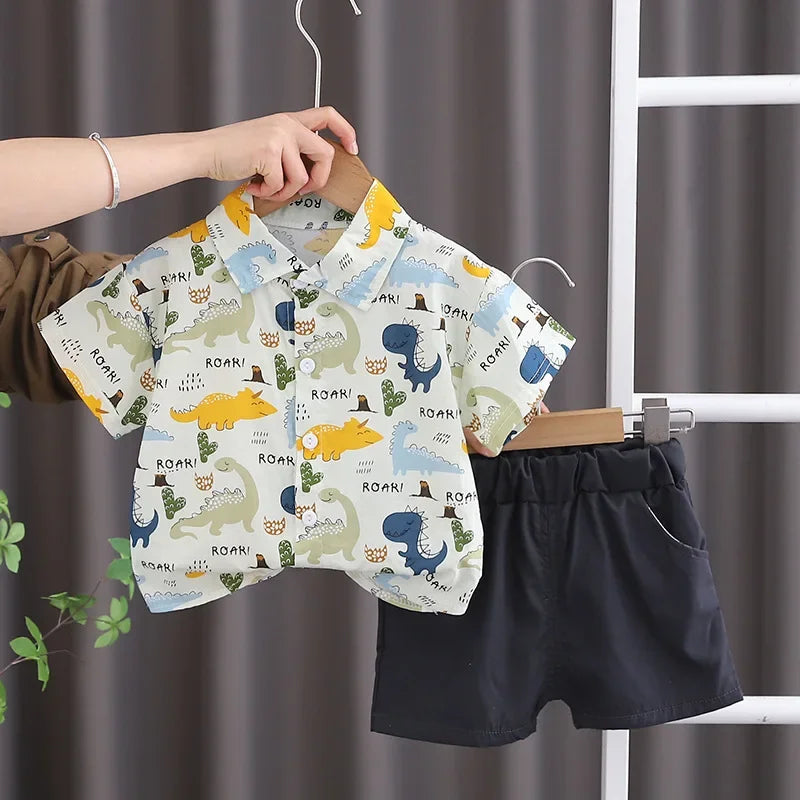 Kids' 2Pcs Cotton Short sleeve T-shirt Shorts Set