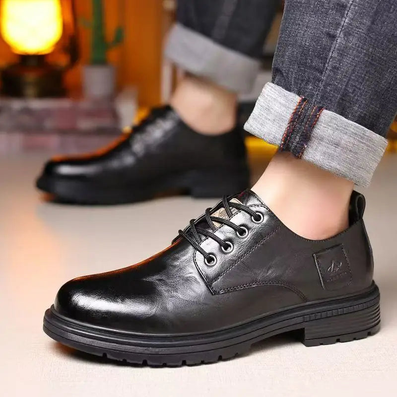 Men's Low Cut Genuine Leather British Retro Style Boots Shoes