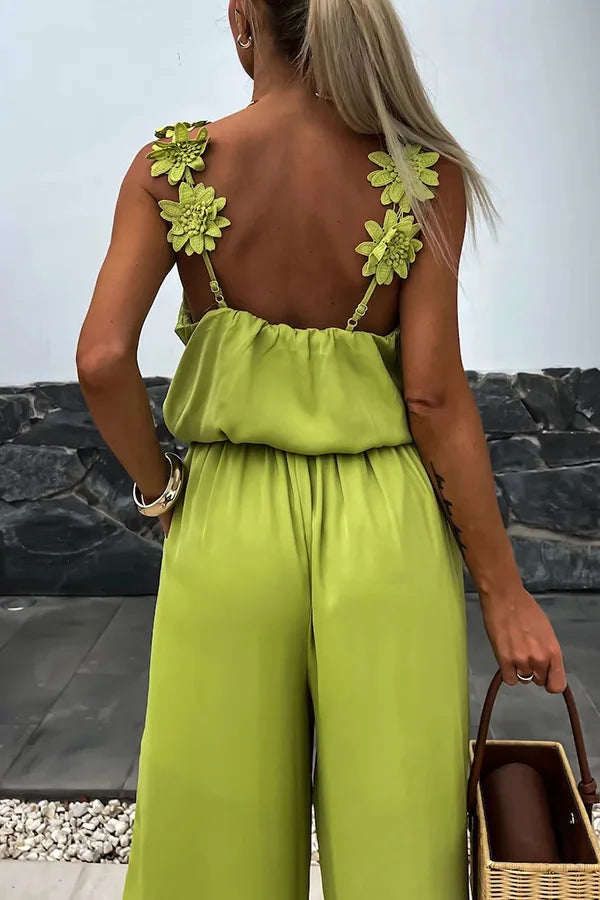 Women's Sleeveless Pocket Design Loose Fit Jumpsuit