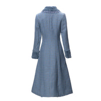 Women's Long Sleeve Studded Lapel Woolen Coat