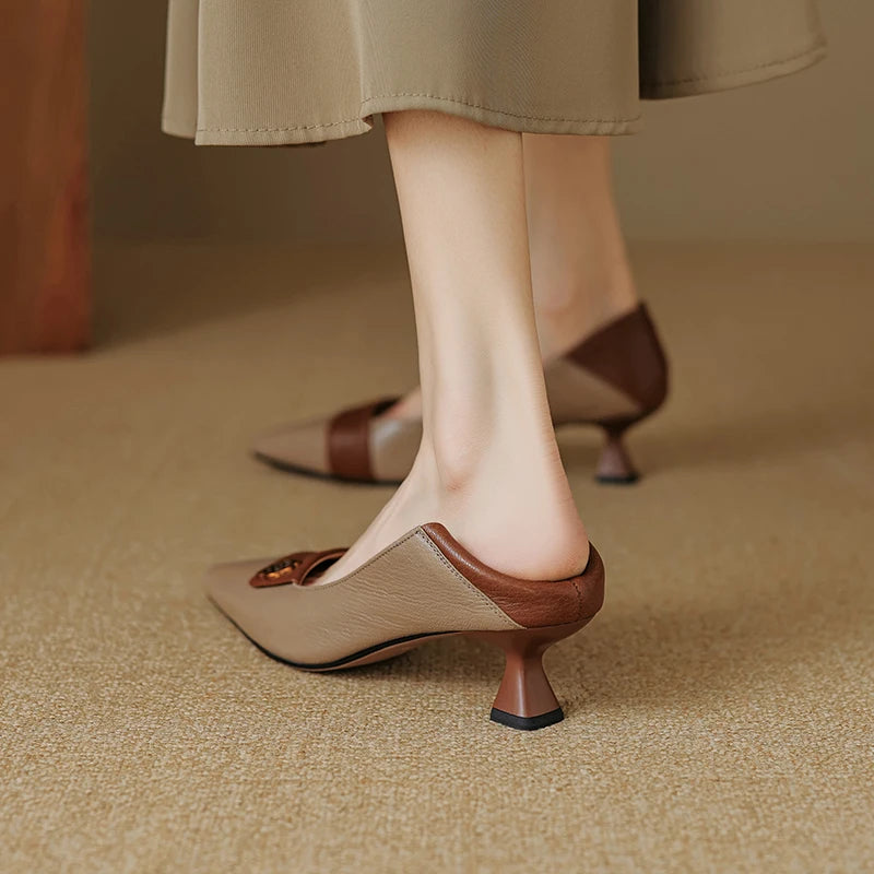 Women's High Quality Leather High Heels Pumps Shoes