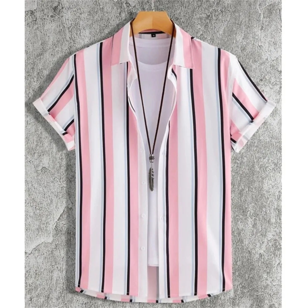 Men's Short Sleeve Lapel Hawaiian Blouse Shirt