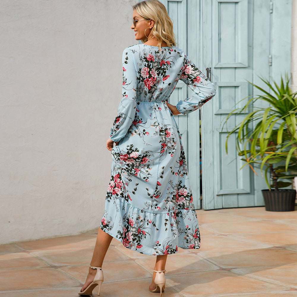 Women's Bohemian High Waist Beach Chiffon Long Dress