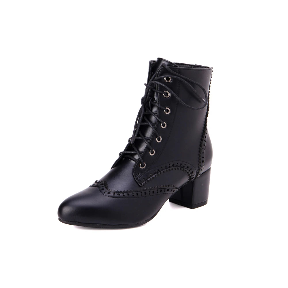 Women's Lace Up High Heel Ankle Short Boots