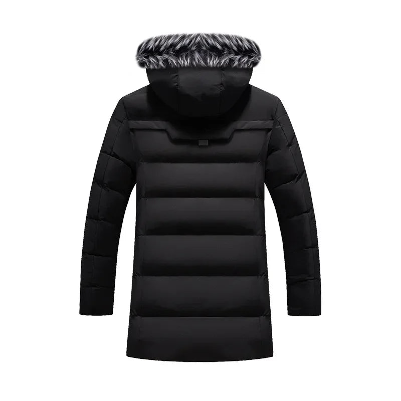 Men's Cotton Fleece Fur Hooded Windbreaker Jacket