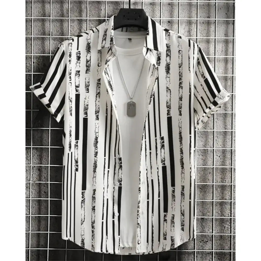 Men's Short Sleeve Lapel Hawaiian Blouse Shirt