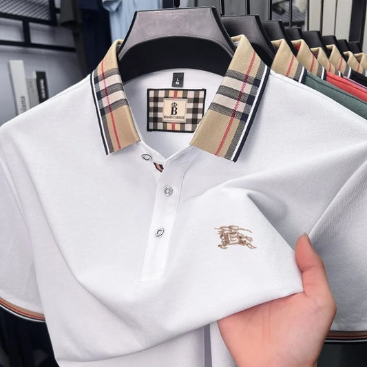 Men's Silk Cotton Short Sleeve Polo T-shirt