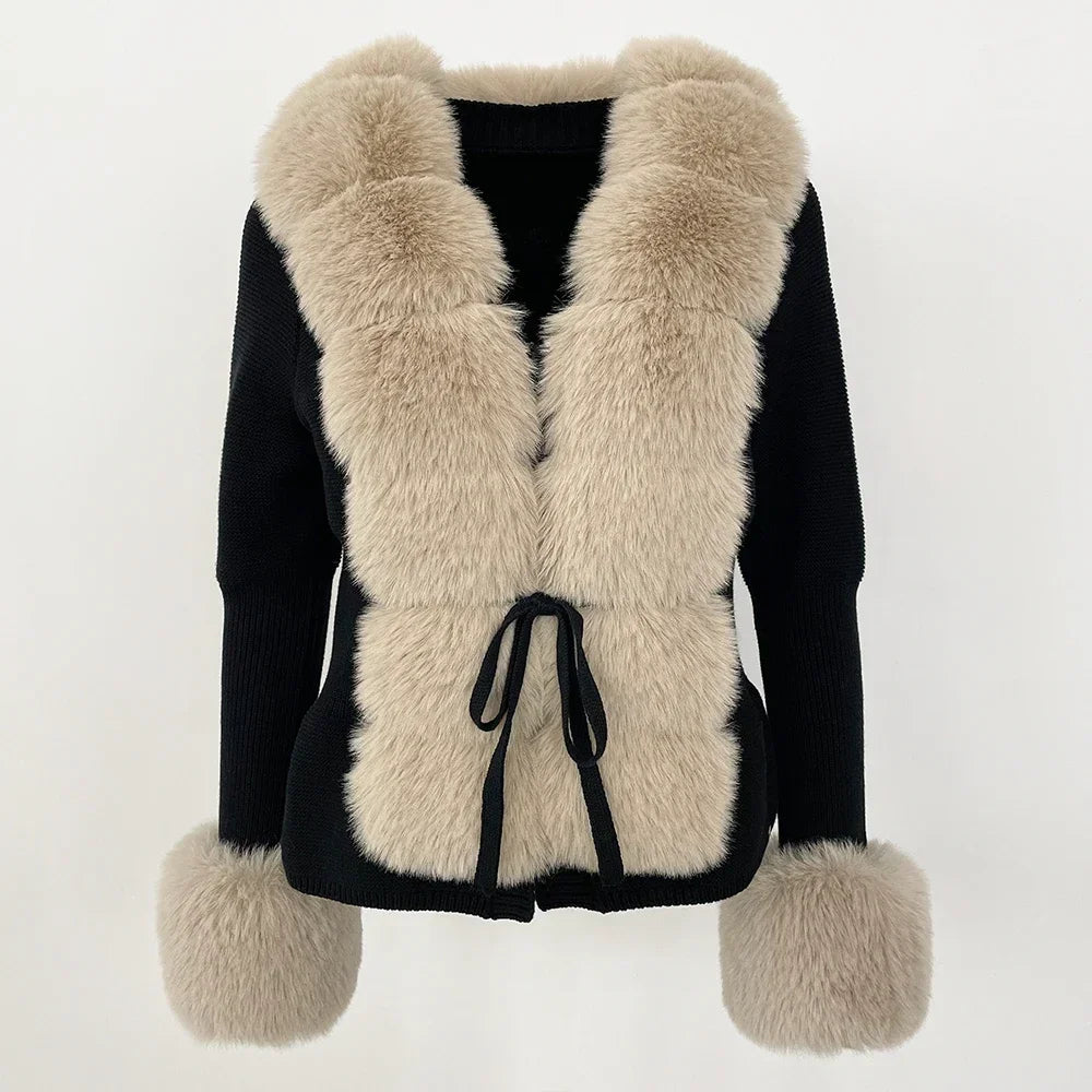 Women's Faux Fur Detachable Collar Coat