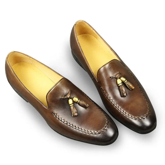 Men's Pure Cowhide Leather Dress Business Loafers Shoes