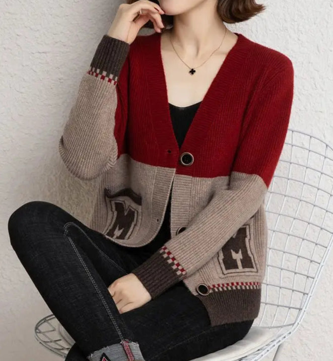 Women's Long Sleeve Pockets Button Knitted  Sweater Cardigan