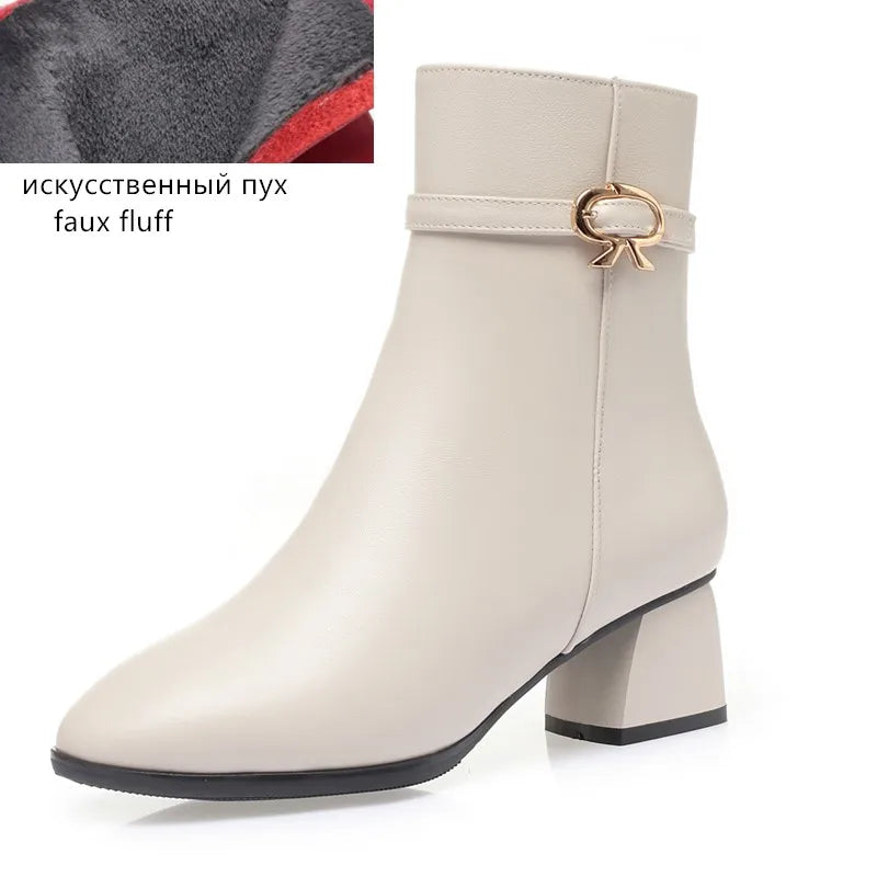 Women's Wool Genuine Leather Ankle Boots