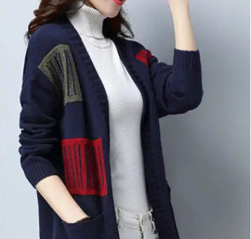 Women's Vintage Knitted  V Neck Long Sleeve Slim Sweater Cardigan