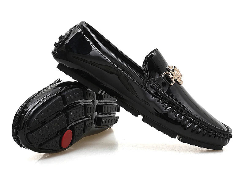 Men's Glossy Leather Slip-On Trendy Handmade Shoes