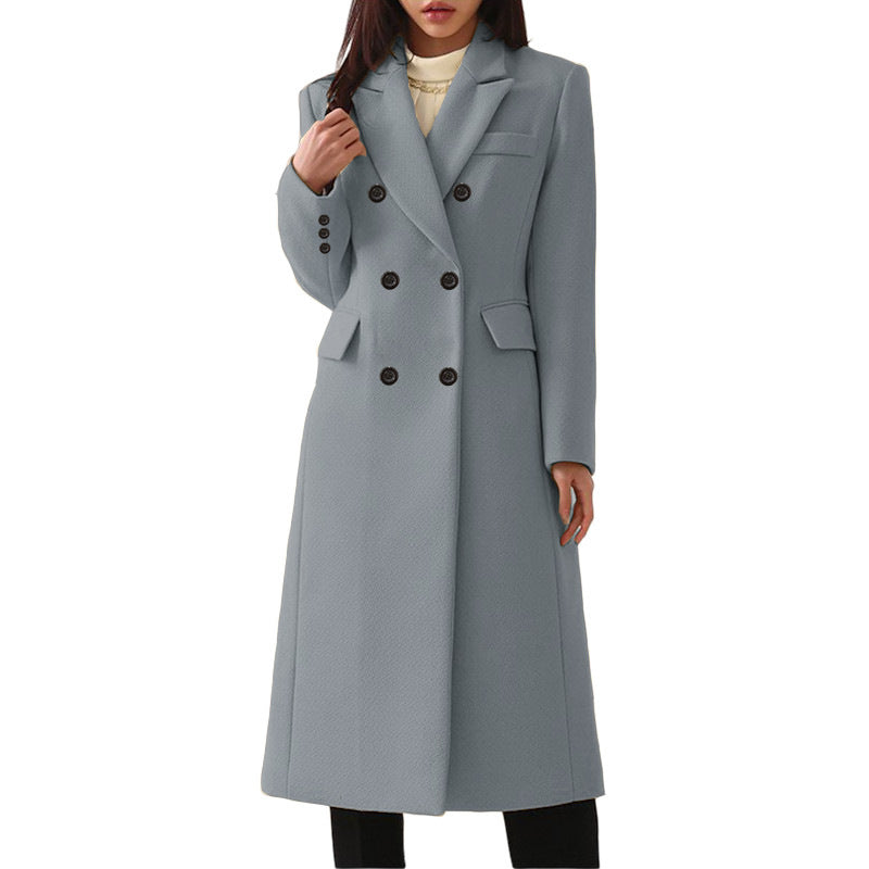 Women's Long Plus Size Woolen Coat