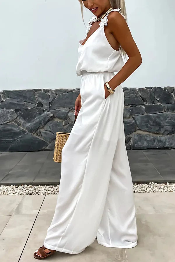 Women's Sleeveless Pocket Design Loose Fit Jumpsuit
