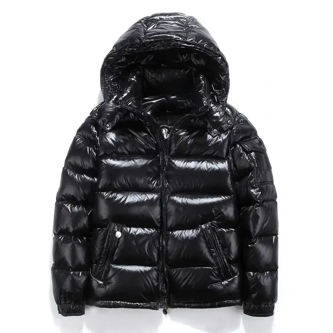 Men's Glossy Down Hooded Long Sleeve Jacket