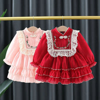 Girls Sweet Long Sleeve Little Princess Dress