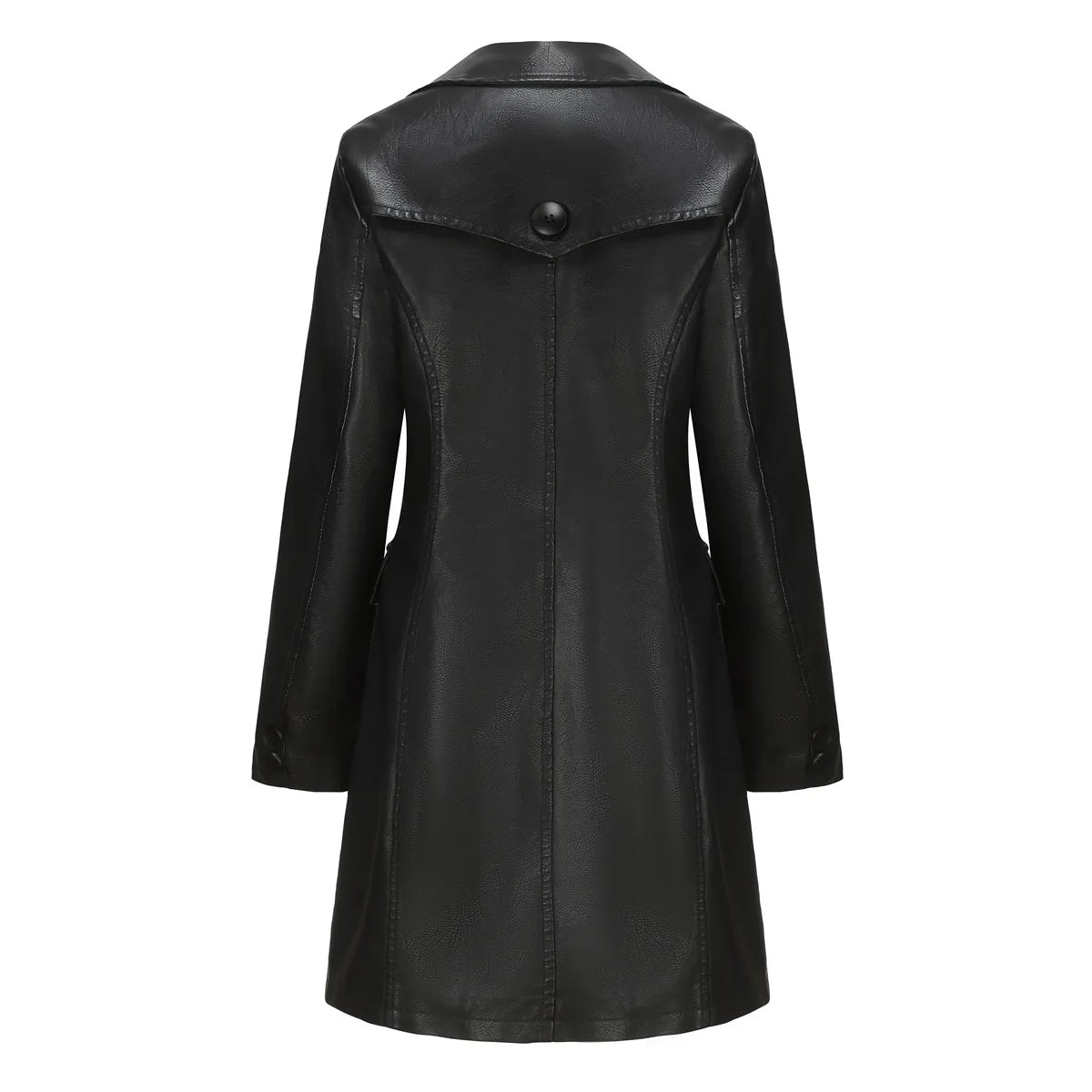 Women's Long sleeved Leather Windbreaker Coat