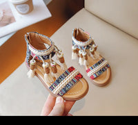 Girls Bohemian Princess Beach Beaded Sandals