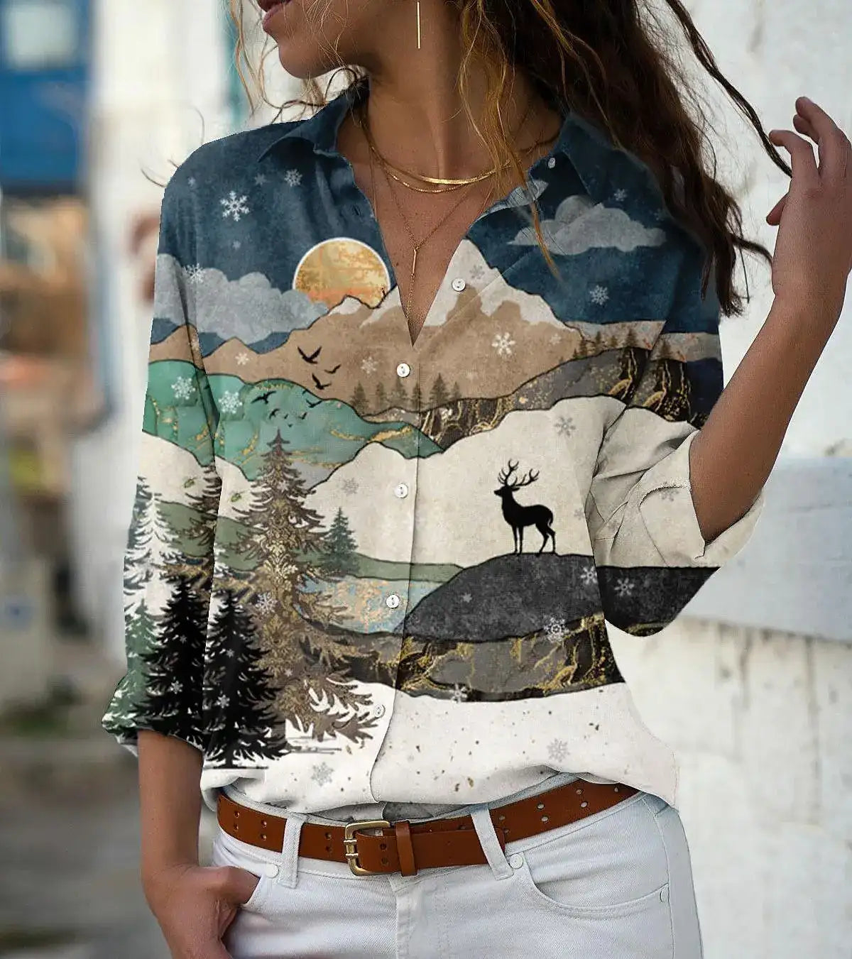 Women Casual Long Sleeve Elegant Loose Shirt