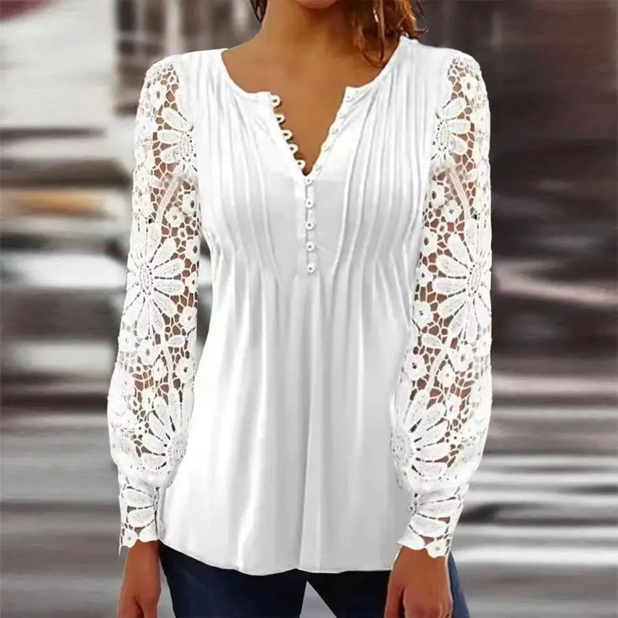 Women's V-neck Stylish Casual Loose Long Sleeve Shirt