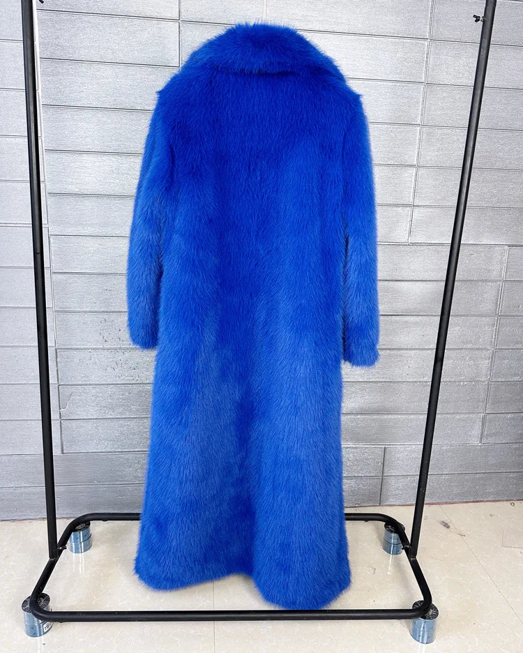 Women's Long Fluffy Faux Fur Coat