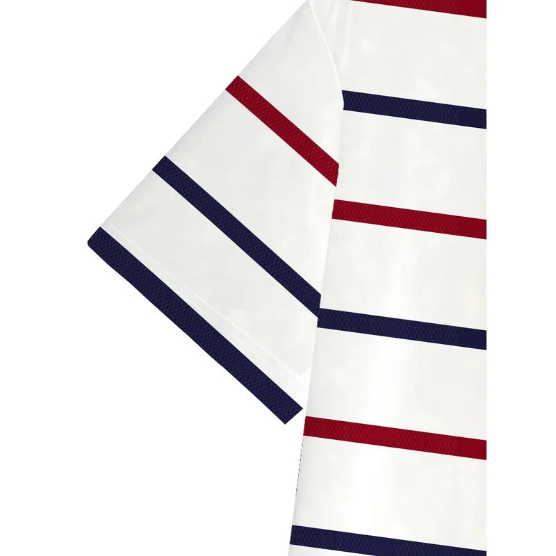 Men's Short Sleeved Striped Breathable Polo T-Shirt