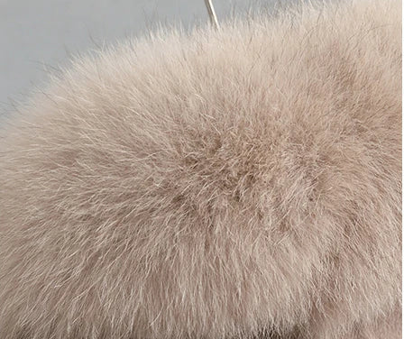 Women's Natural Fox Fur Collar Cashmere Wool Coat