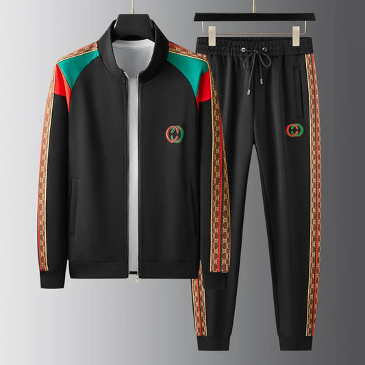 Men's 2Pcs Letter Embroidery Tracksuit Set