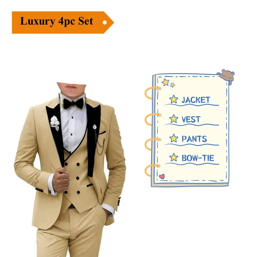 Kids 3Pcs Velvet Notched Lapel Neck Matching Vest Pants Set
