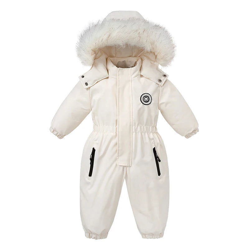 Baby Warm Cotton Hooded Jumpsuit Romper