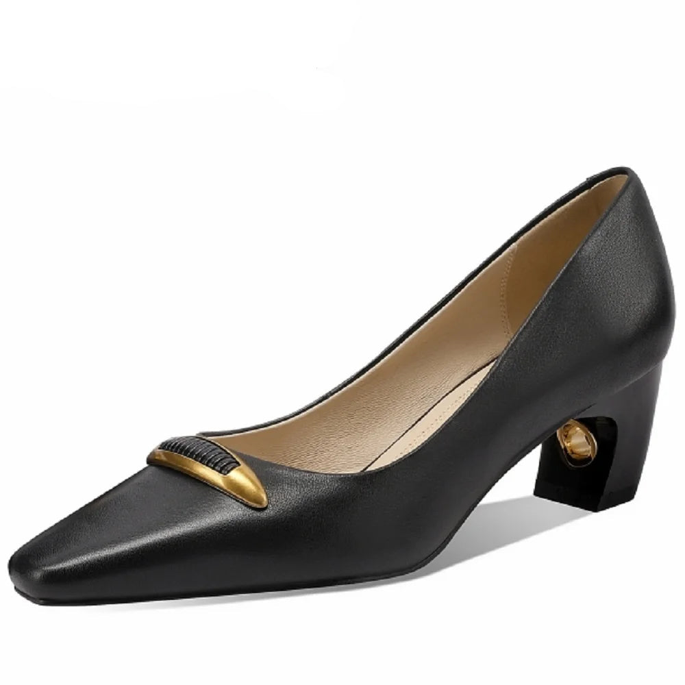Women's Handmade Genuine Leather Mid Shallow Shoes