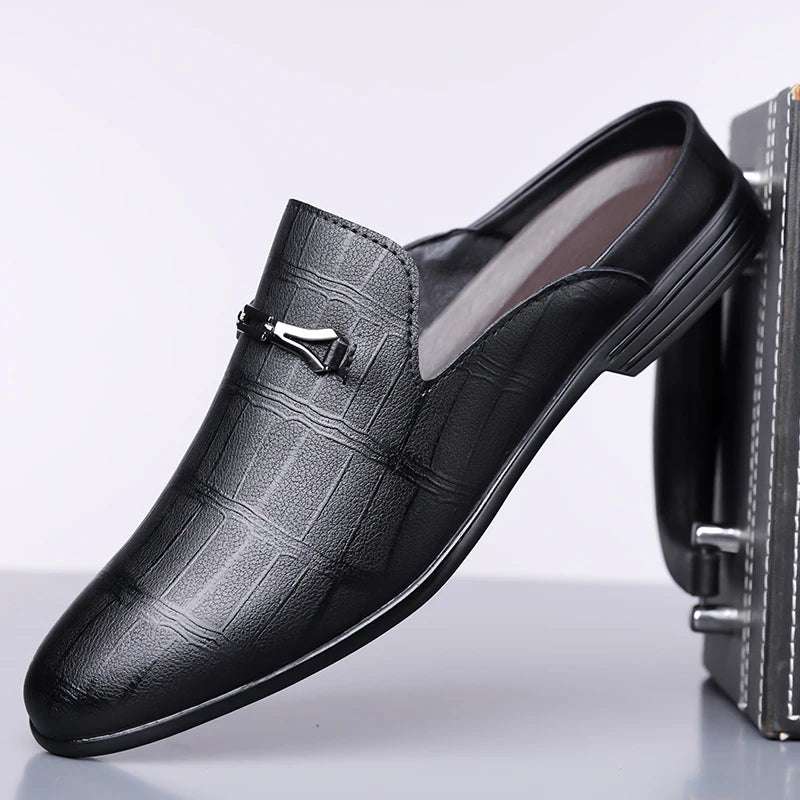 Women's Half Drag Genuine Leather Penny Slippers Loafers