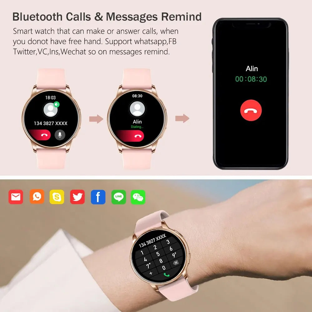 Bluetooth Call Fitness Tracker Heart Rate Sport Smartwatch