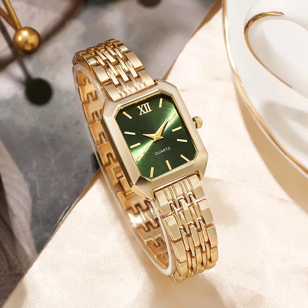 Women's 5PCS/Set Rectangle Fashion Quartz Wristwatch Jewelry Set