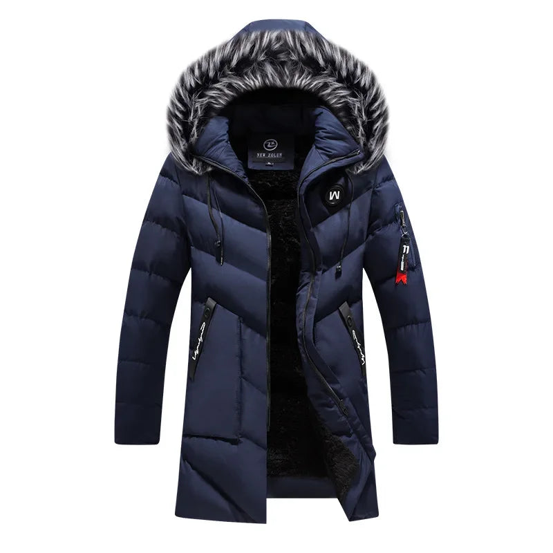 Men's Cotton Fleece Fur Hooded Windbreaker Jacket