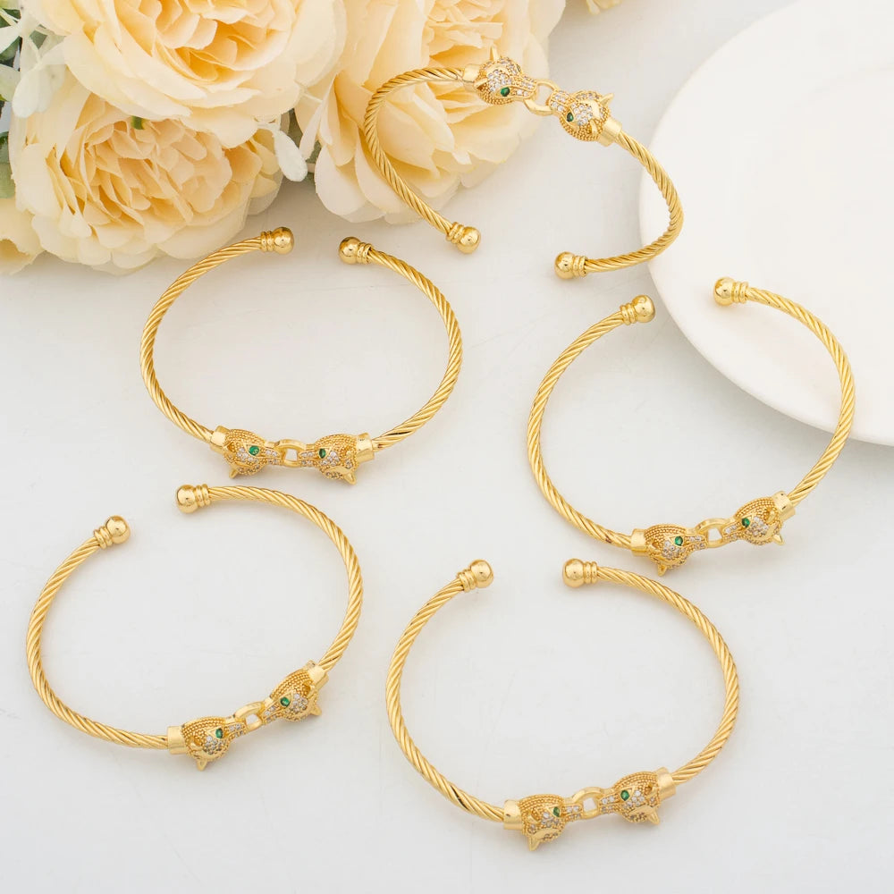Women's Gold Color Charm White Zircon Bracelet