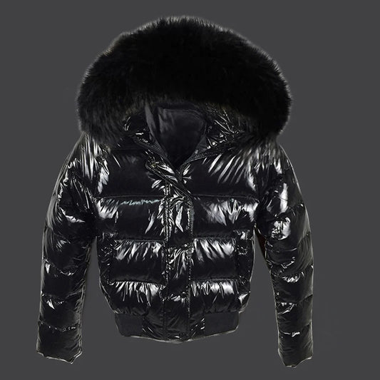 Women's Waterproof Fake Fur Hooded Short Jacket