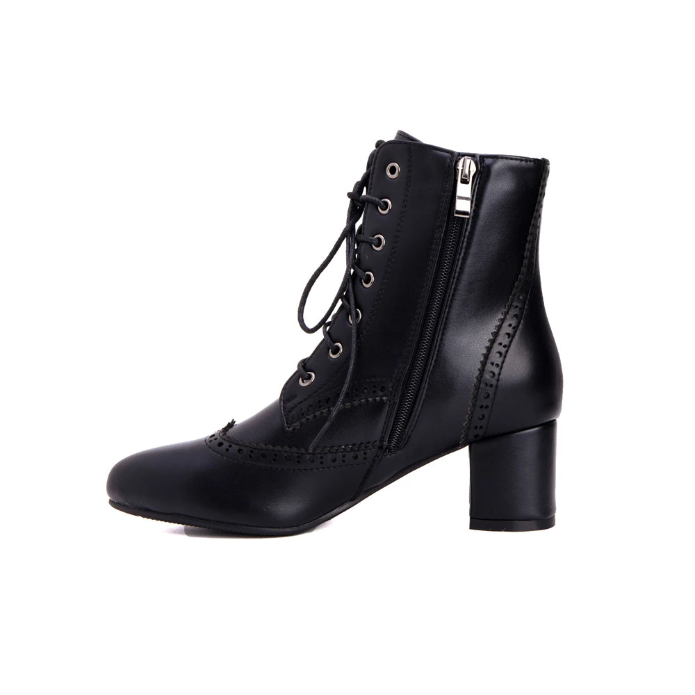 Women's Lace Up High Heel Ankle Short Boots