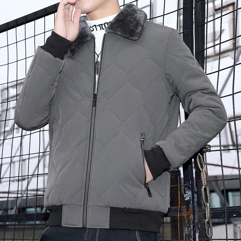 Men's Fur Collar Cotton Padded Bomber Jacket