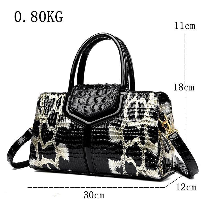 Women's Crocodile Cowhide High Quality Leather Shoulder Handbag