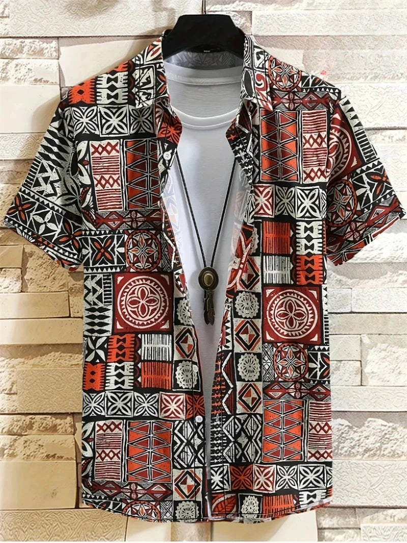 Men's Paisley Graphic Short Sleeved Bohemian T-shirt