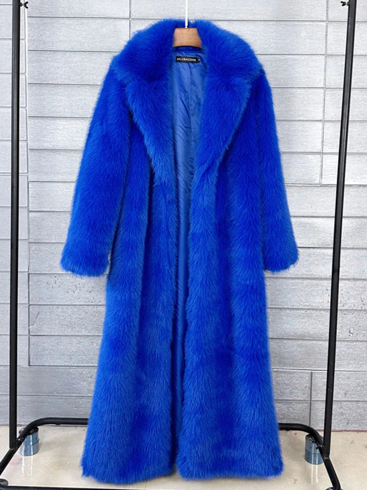 Women's Long Fluffy Faux Fur Coat