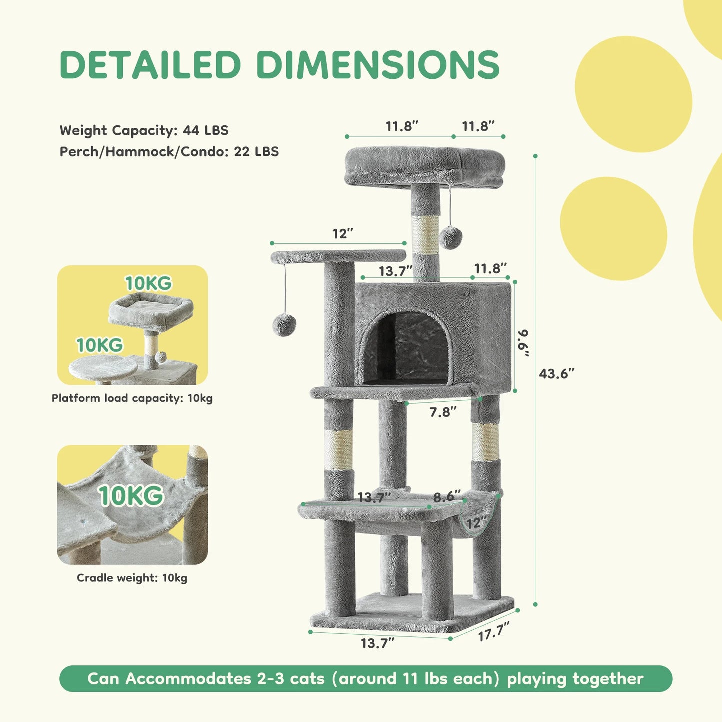 Cat Tree Tall Multi Cat Climbing Tower