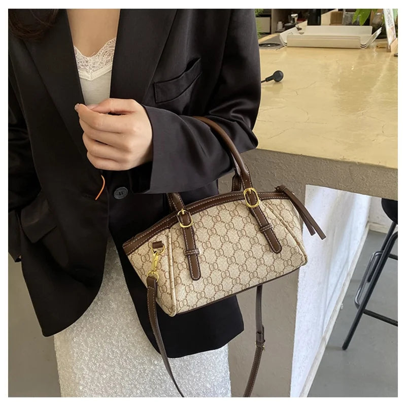 Women's Classic Monogram Print Handheld Satchel Bag