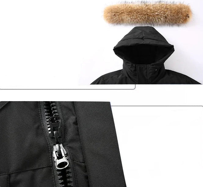 Men's Hooded Fur Collar Duck Down Waterproof Jacket