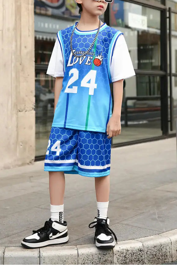 Kids 2Pcs Basketball Quick Drying Comfortable Tracksuit Set