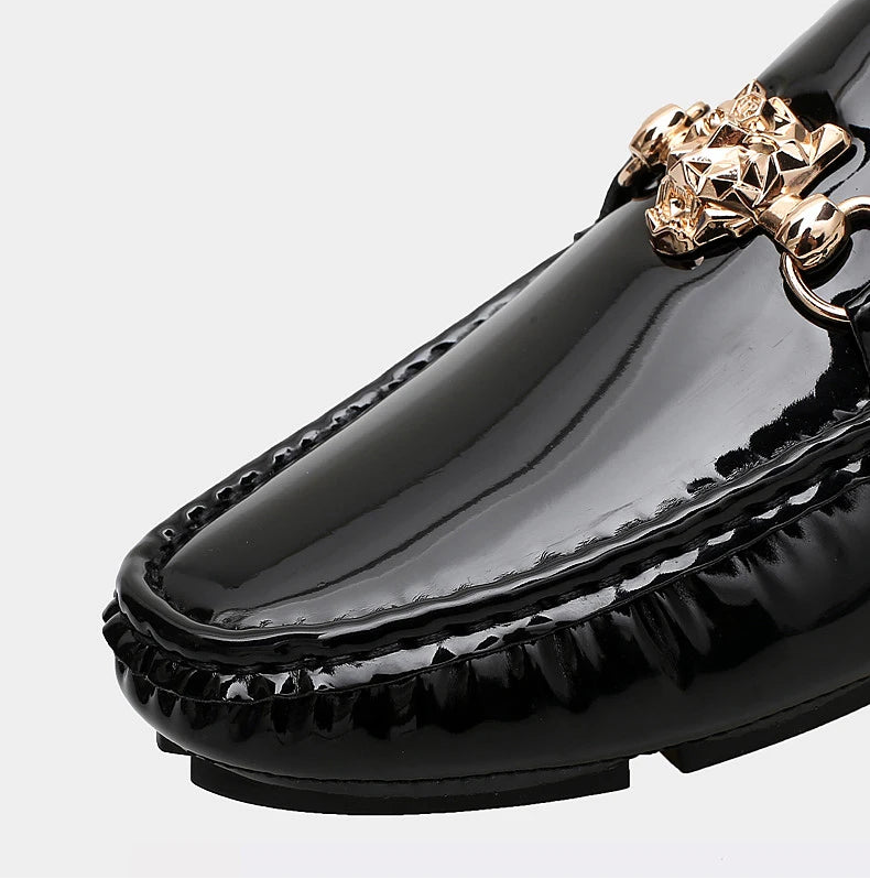 Men's Glossy Leather Slip-On Trendy Handmade Shoes
