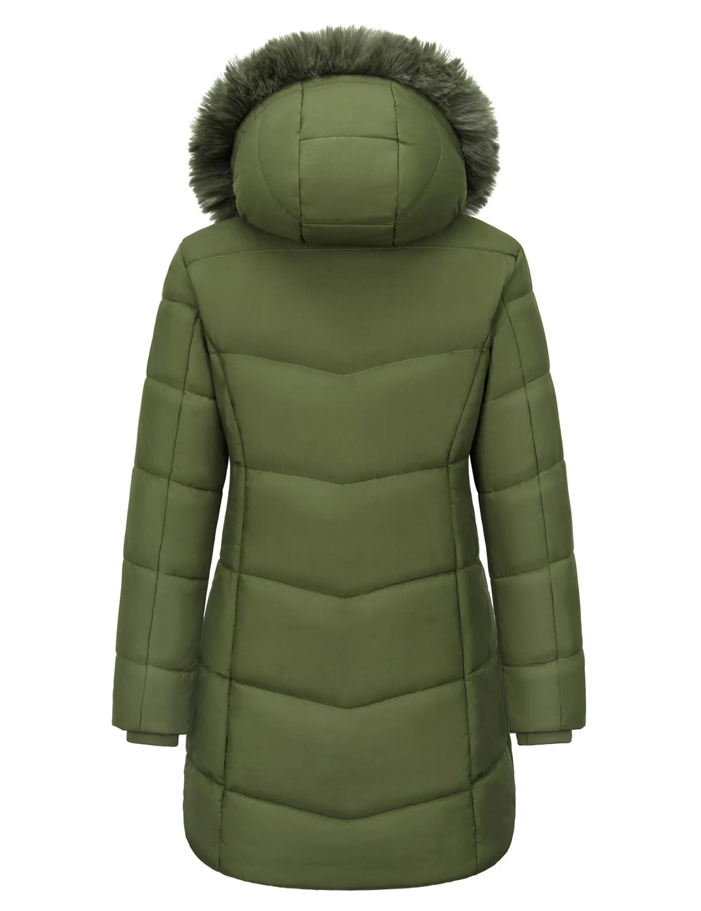 Women's Fleece Lined Ribbed Cuff Windproof Puffer Coat