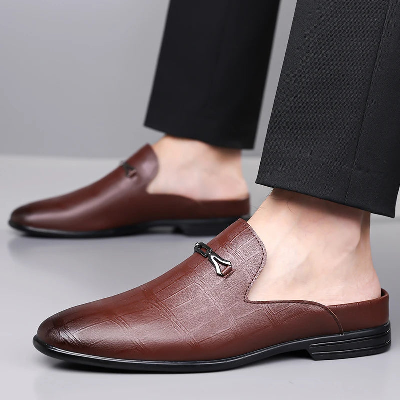 Women's Half Drag Genuine Leather Penny Slippers Loafers